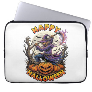 Capa Para Notebook Feliz Dia das Bruxas Espantalho Ceifador Foice Fla