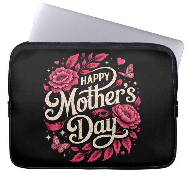 Capa Para Notebook Feliz Dia das Mães Querida Mãe Floral (Frente)