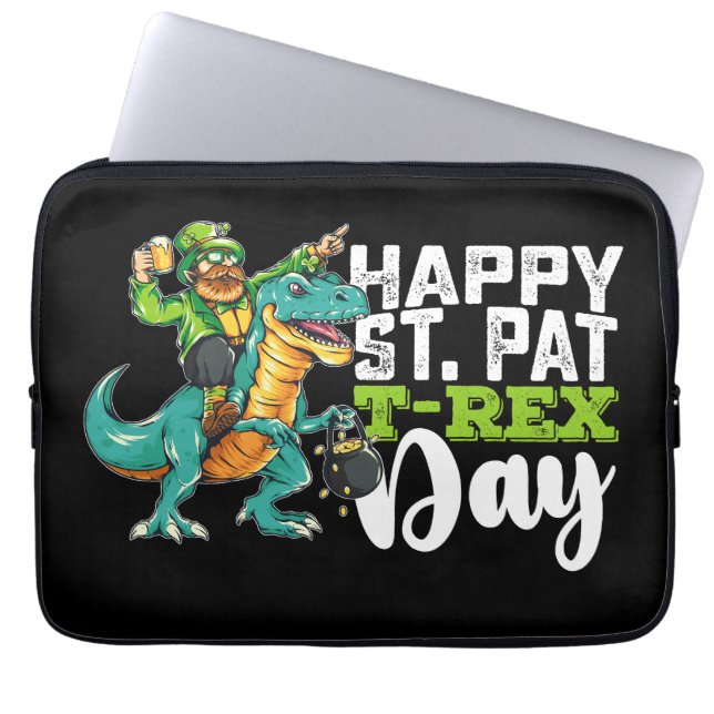 Capa Para Notebook Feliz Dia de São Patrício Pat T Rex Dinosaur (Frente)