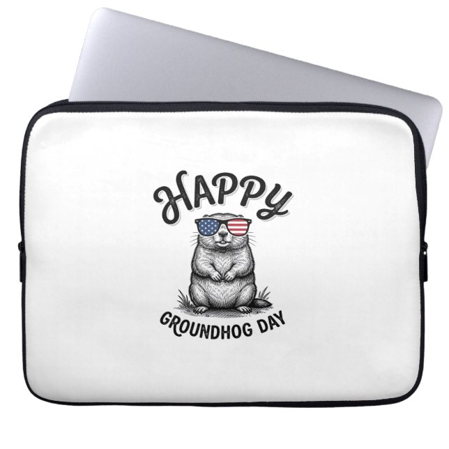 Capa Para Notebook Feliz Dia do Groundhog Camisa de Desenho de Gravur (Frente)