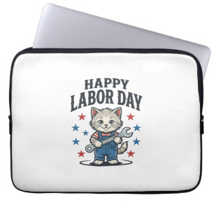 Capa Para Notebook Feliz Dia do Trabalhador Gato Patriota Desenho Vin