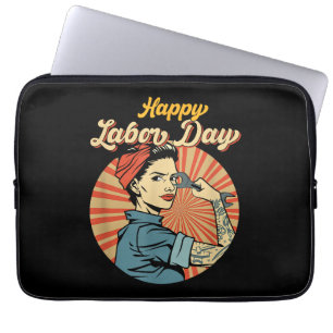 Capa Para Notebook Feliz Dia do Trabalho Rapariga Forte Empregada