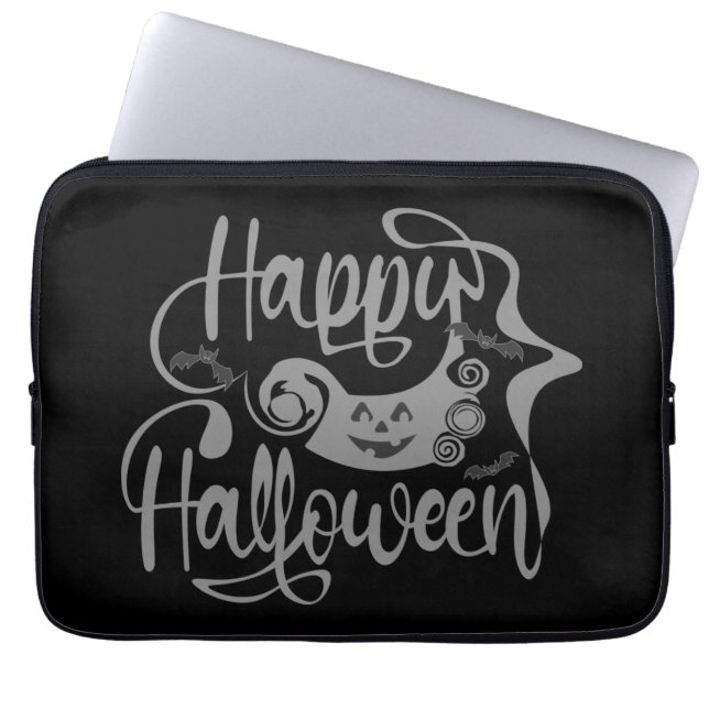 Capa Para Notebook Feliz morcego de Halloween jack ou lanterna (Frente)