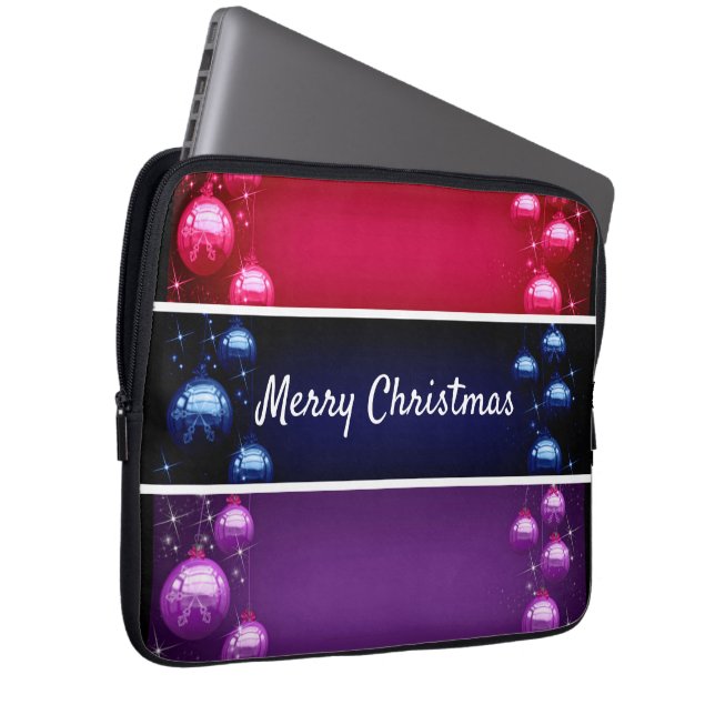 Capa Para Notebook Feliz Natal Bolas de Natal Eletrônicos Bolsa (Frente Esquerda)