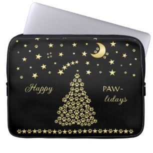 Capa Para Notebook Feliz Natal, Dourada e brilhante árvore de Natal
