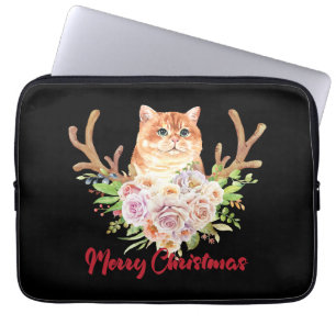 Capa Para Notebook Feliz Natal e Gato