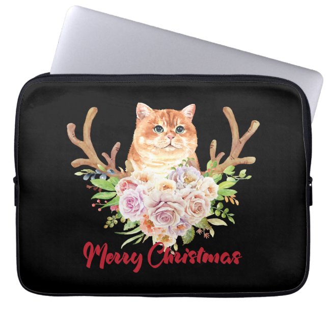 Capa Para Notebook Feliz Natal e Gato (Frente)