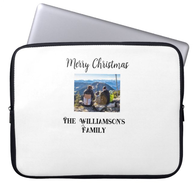 Capa Para Notebook Feliz Natal simples mínimo adicionar nome da famíl (Frente)