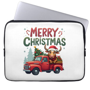 Capa Para Notebook Feliz Natal Vaca das Terras Altas Escocesas Fazend