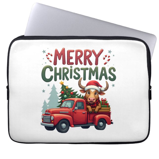 Capa Para Notebook Feliz Natal Vaca das Terras Altas Escocesas Fazend (Frente)