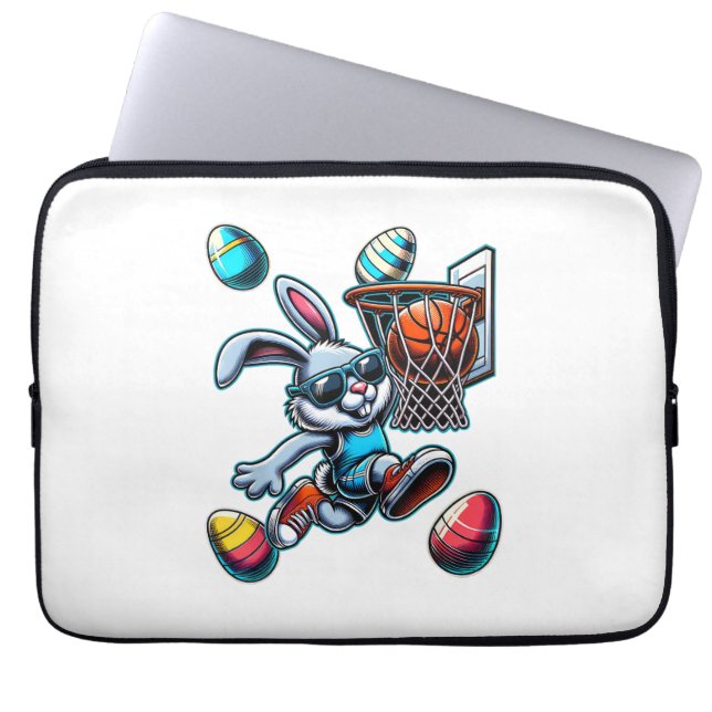 Capa Para Notebook Feliz Páscoa Basquetebol Rapazes Coelho da Páscoa  (Frente)