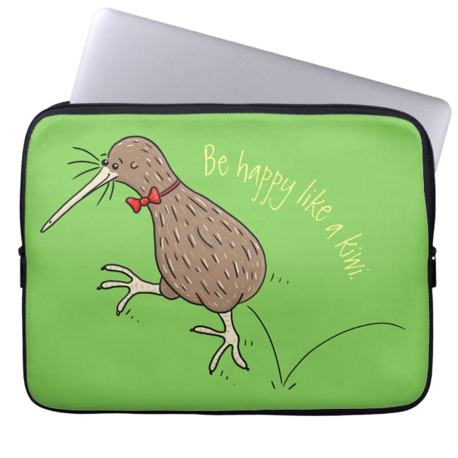 Capa Para Notebook Feliz salto em kiwi com design de desenho de arco (Frente)
