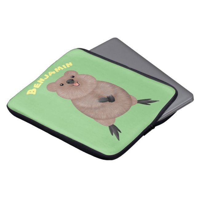 Capa Para Notebook Feliz sorriso, design de desenho animado de quokka (Frente Topo)