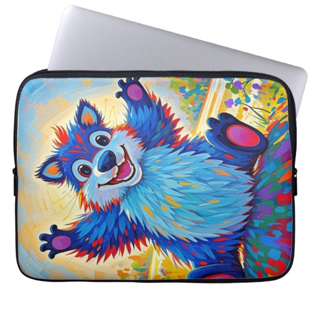 Capa Para Notebook Feliz urso engraçado, Abstrato bonitinho, arte ani (Frente)