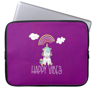 Capa Para Notebook Feliz Vibes Typografia Cute Smiling Unicorn