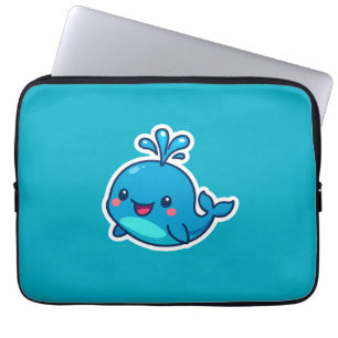 Capa Para Notebook Feliz Vinheta de Baleia Kawaii - Amigo do Oceano B