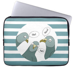 Capa Para Notebook Felizes Saudações De Pombo Com Banhas Azuis