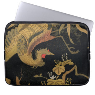 Capa Para Notebook Fenix Dourada Japonesa Vintage Black Bird