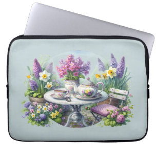 Capa Para Notebook Festa de Chá Floral Vintage no Jardim
