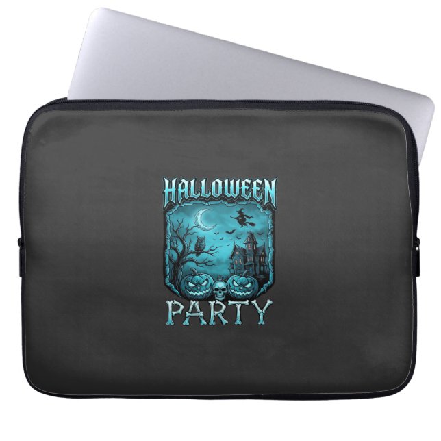 Capa Para Notebook Festa de Halloween Casa Assombrada Abóboras Caveir (Frente)