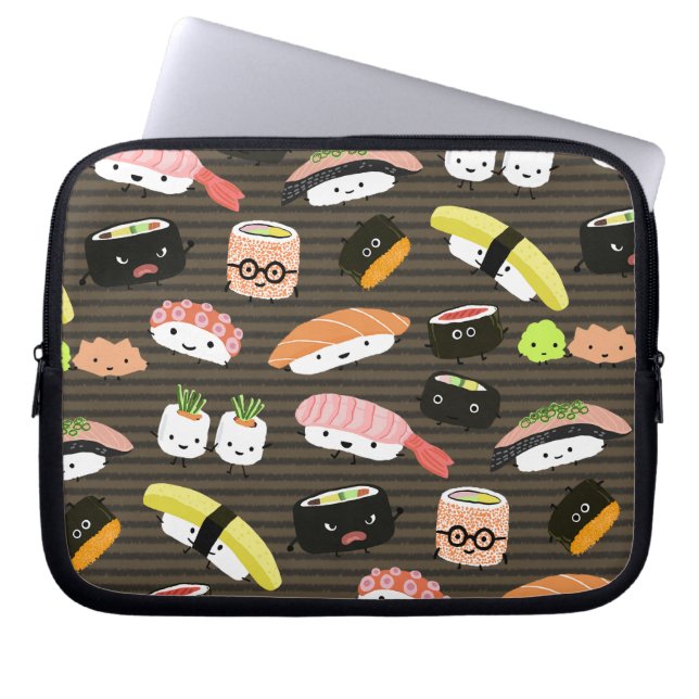 Capa Para Notebook Festa de Sushi - Rolinhos de Sushi, Sashimi, Wasab (Frente)