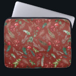 Capa Para Notebook Festivo Borgonha Natal Inverno Floral Botânico<br><div class="desc">Este padrão apresenta cor d'água vermelha floral,  bagas e verde de inverno para um olhar festivo.</div>