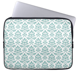 Capa Para Notebook Feuille Damask Teal Pattern