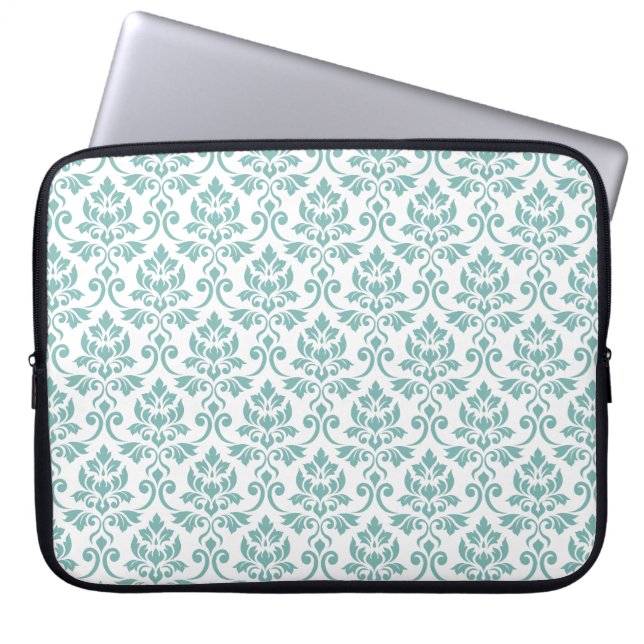 Capa Para Notebook Feuille Damask Teal Pattern (Frente)