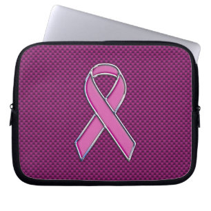 Capa Para Notebook Fibra do carbono da consciência da fita do rosa d