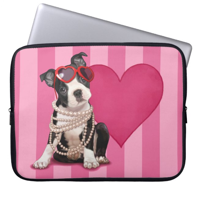 Capa Para Notebook Filhote de cachorro de Boston Terrier (Frente)