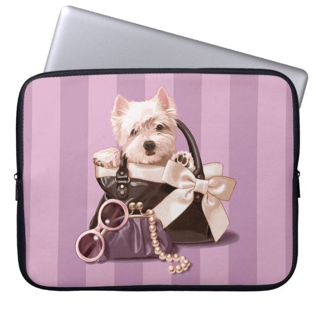 Capa Para Notebook Filhote de cachorro de Westie na bolsa (Frente)