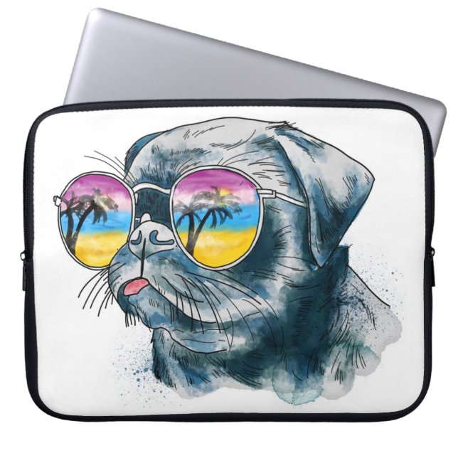 Capa Para Notebook Filhote de cachorro tropical da aguarela (Frente)