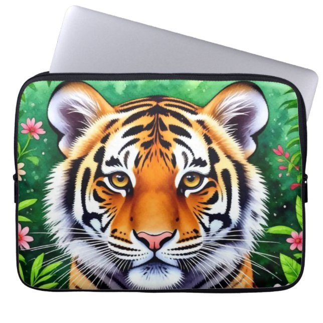 Capa Para Notebook Filhote de tigre botânico ousado (Frente)