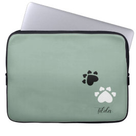 Capa Para Notebook Filhote Preto E Branco Coração Patas 