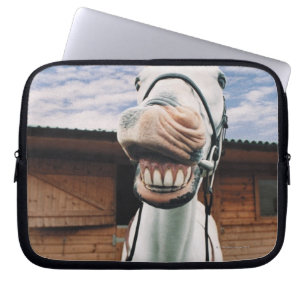 Capa Para Notebook Fim-acima do cavalo com a boca aberta