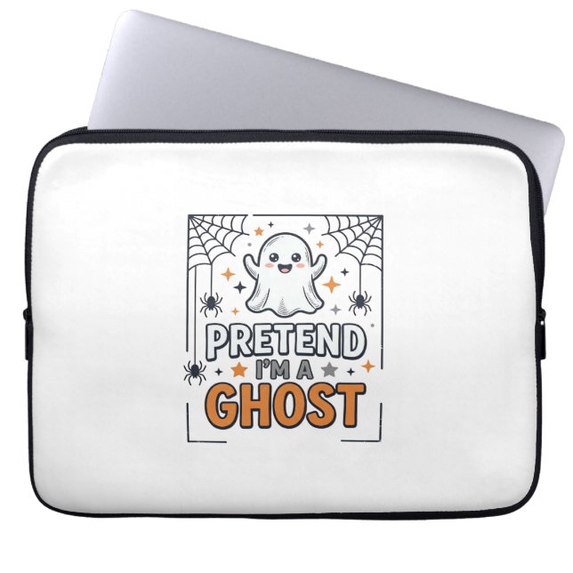 Capa Para Notebook Fingir Que Sou um Fantasma Halloween Fofo (Frente)