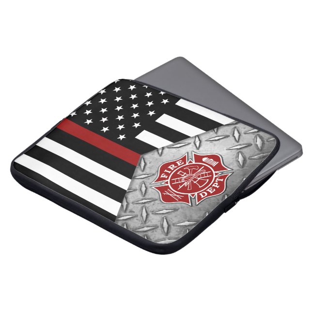 Capa Para Notebook Firefighter Thin Red Line Maltese Cross Laptop Bag (Frente Topo)
