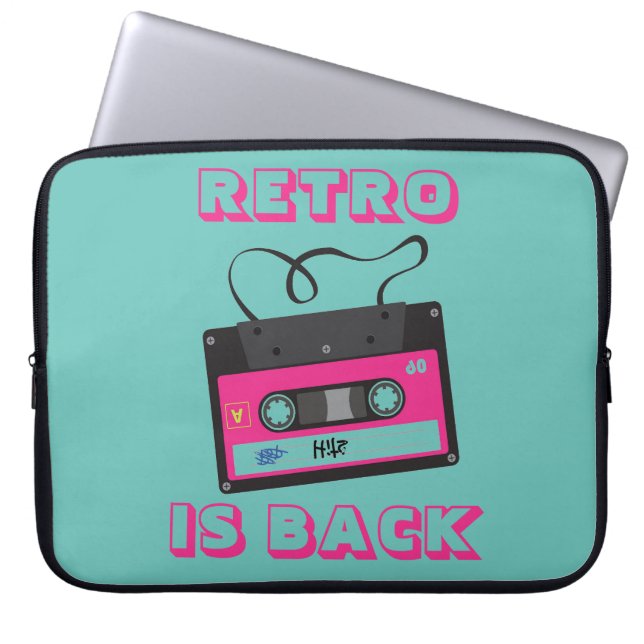 Capa Para Notebook Fita de cassete retrógrada, verde rosa (Frente)