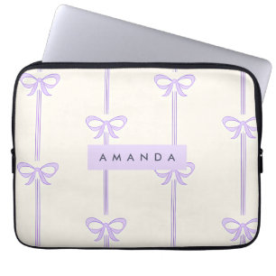 Capa Para Notebook Fita de Laço Pastel Lavanda Coquete Personalizada