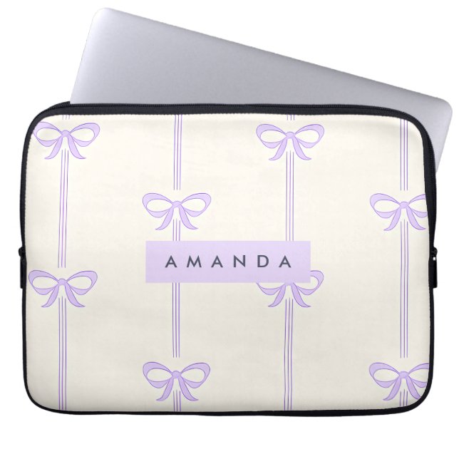 Capa Para Notebook Fita de Laço Pastel Lavanda Coquete Personalizada (Frente)