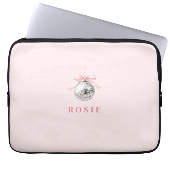 Capa Para Notebook Fita Rosa da Bola do Disco Coquette Personalizada (Frente)