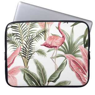 Capa Para Notebook Flamingo, bananeiras e galáxias, cor-de-rosa, trop