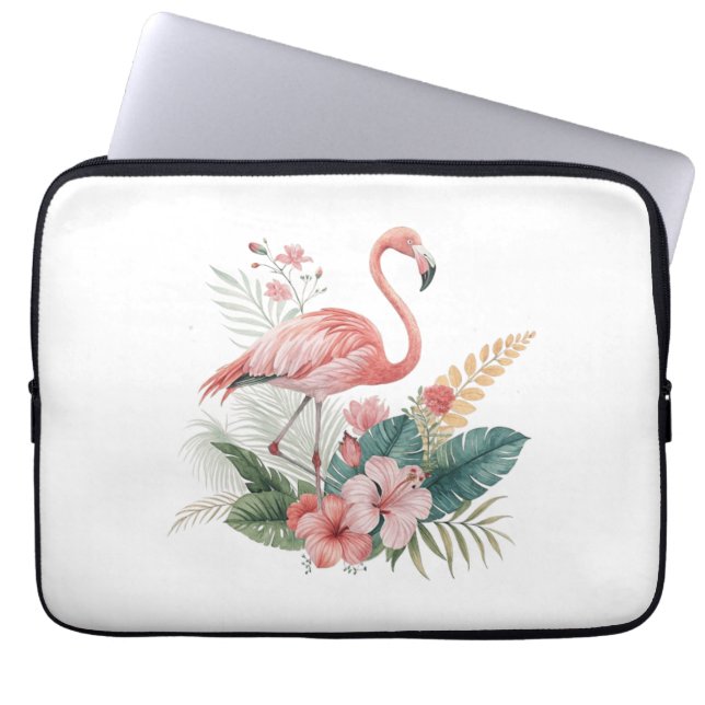 Capa Para Notebook Flamingo Com Flores (Frente)