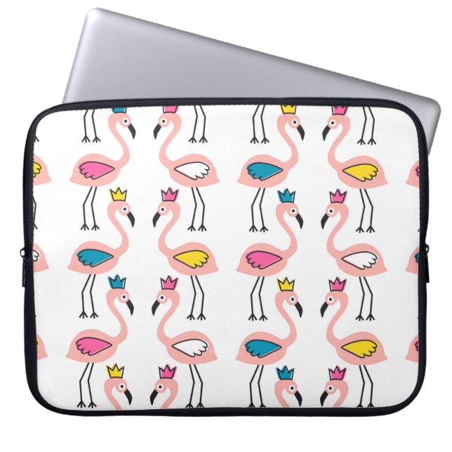 Capa Para Notebook Flamingo com padrão uniforme da coroa. (Frente)