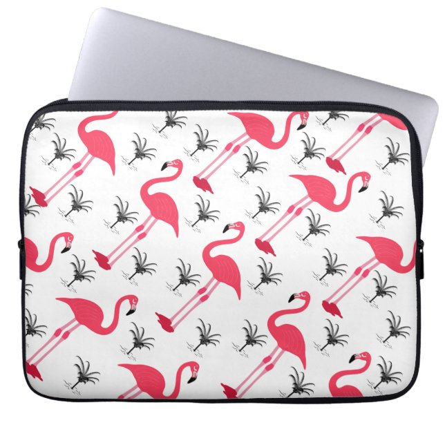 Capa Para Notebook Flamingo e palmeira cor-de-rosa (Frente)