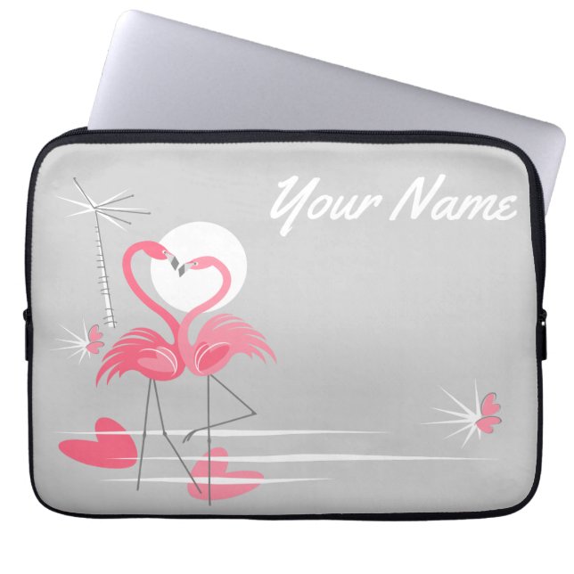 Capa Para Notebook Flamingo Love Side Name bolsa de laptop 13" (Frente)