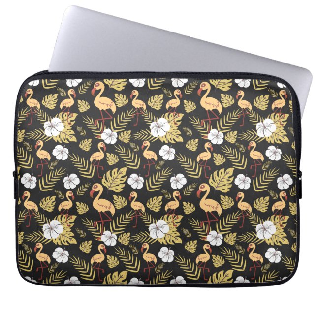 Capa Para Notebook Flamingo, sem descontinuidades, flores amarelas e  (Frente)