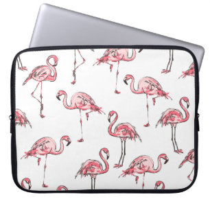 Capa Para Notebook Flamingo Sketch: Padrão de Vintagem Tropical.