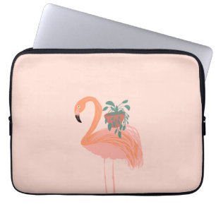 Capa Para Notebook Flamingo Tropical com Planta em Vaso Desenhado à M