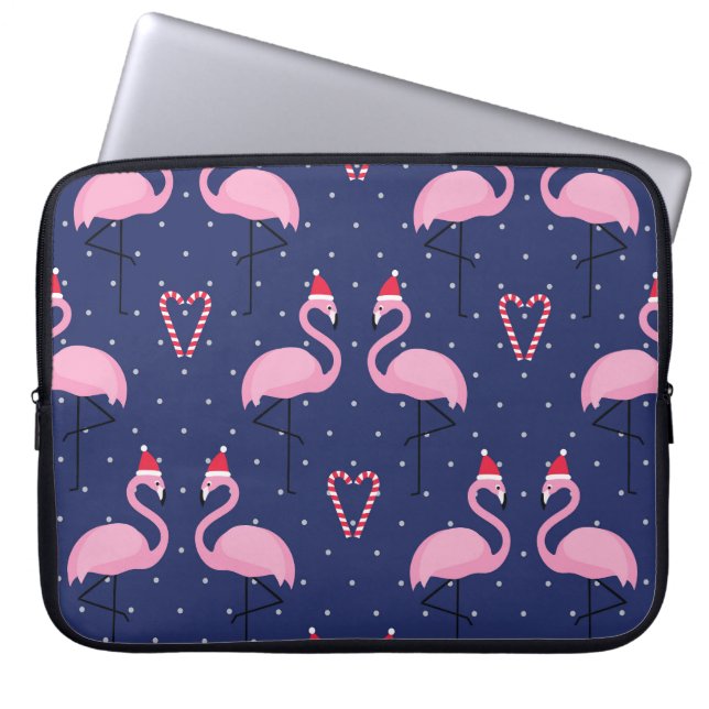 Capa Para Notebook Flamingo Xmas Hat Candy Patterno (Frente)